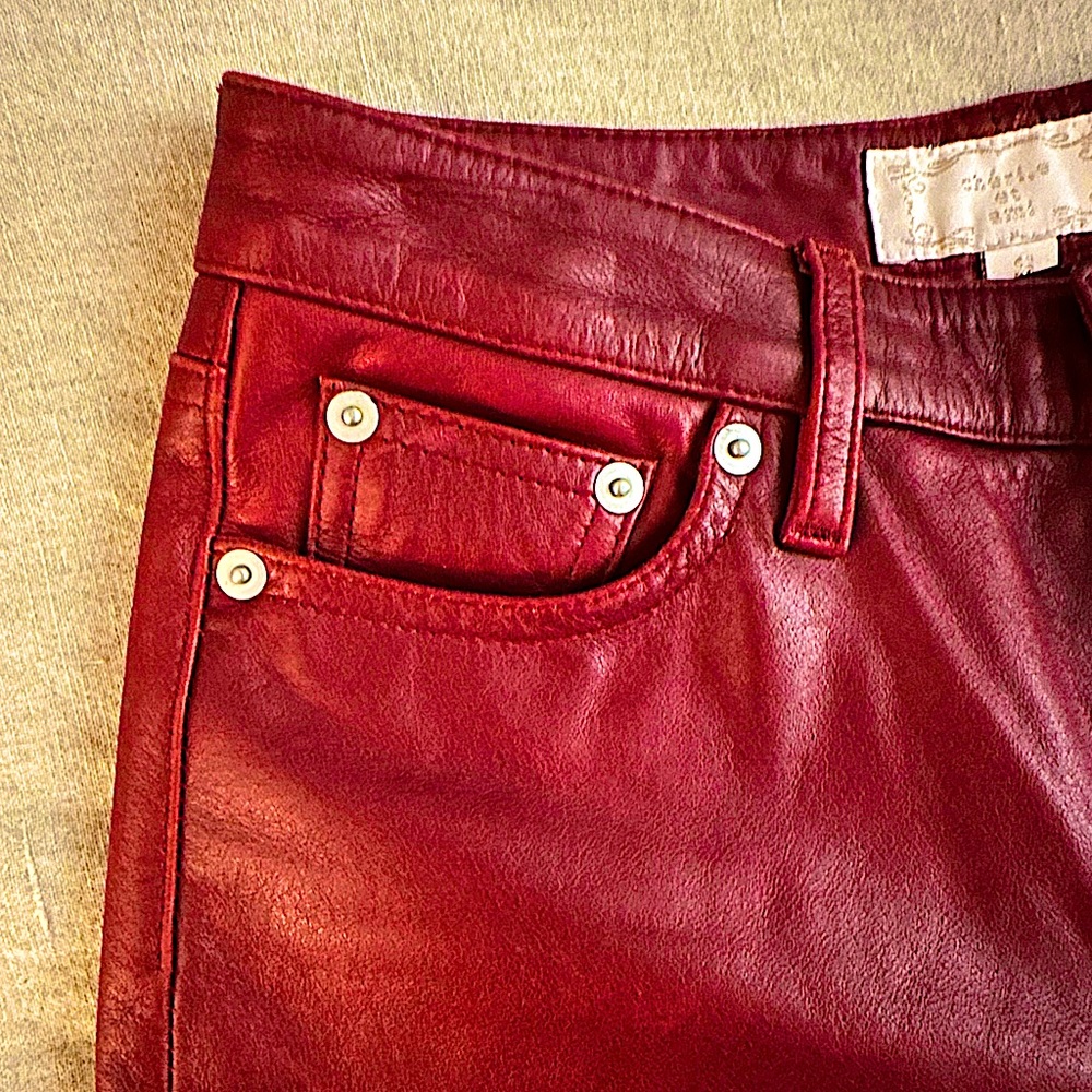 Red Leather Bootleg Pant Size S